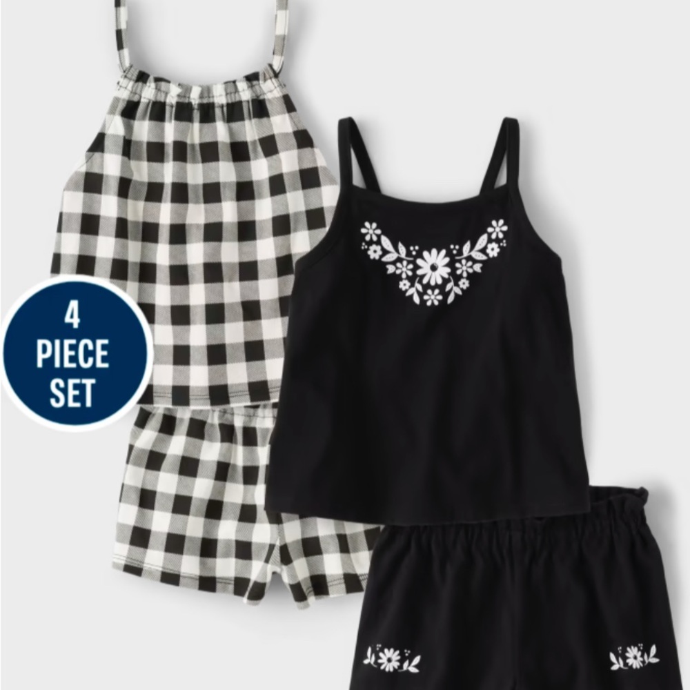 The Children's Place 4 piece set of matching set, Black and White, size 5T